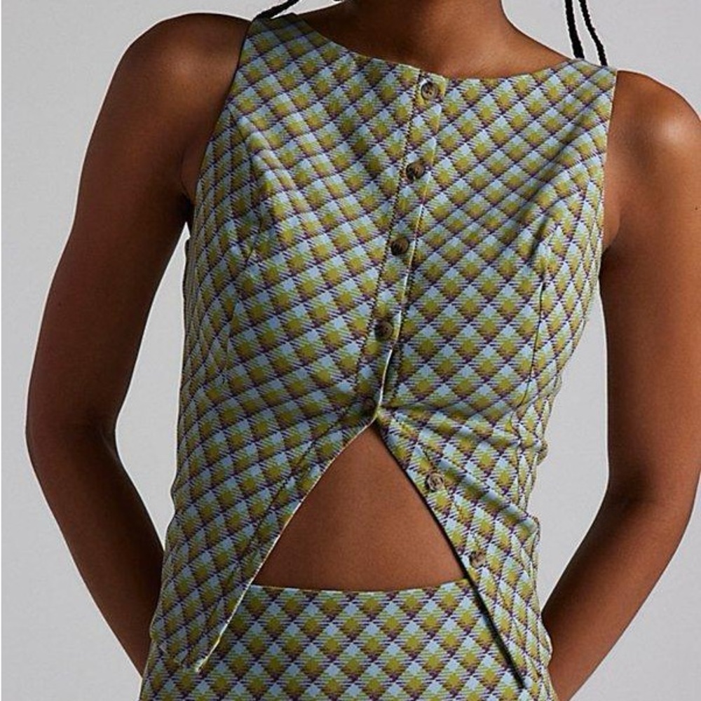 Kimchi blue Raquel crop vest top in green plaid